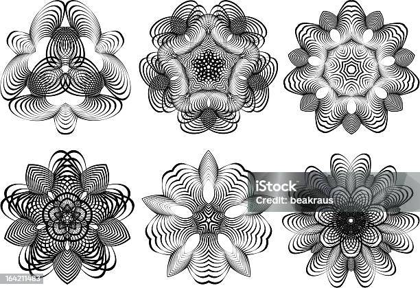 Abstract Geometric Flowers Vector Set Stock Illustration - Download Image Now - Abstract, Black Color, Circle