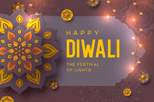 Vector illustration of Diwali festival flyer or poster.