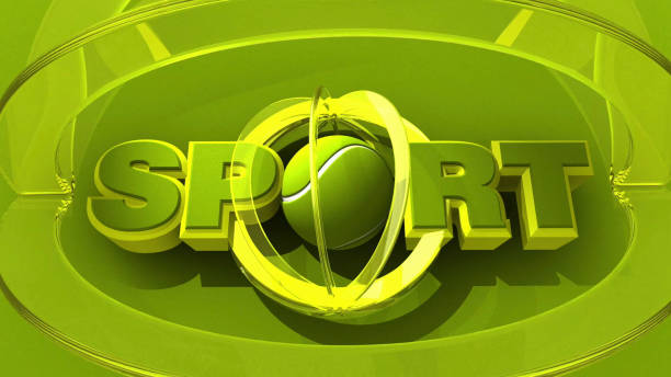 Dynamic TV intro image with a tennis ball inside SPORT logo on green background. / You can see the animation movie of this image from my iStock video portfolio. Video number: 1601472844