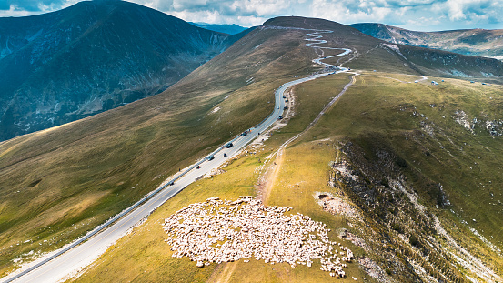 Spectacular road that crosses the mountains in Romania.