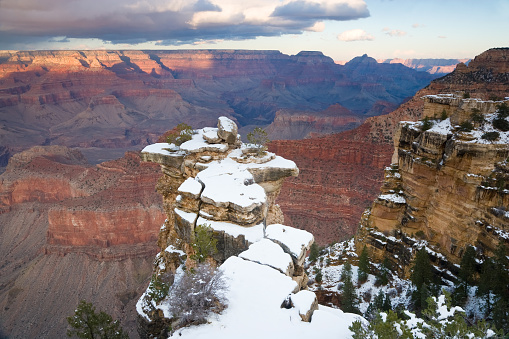 Snow on the South Rim of the Grand Canyon, Arizona, USA