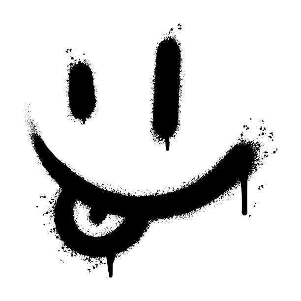 istock Face With Tongue Spray Painted Graffiti Face With Tongue emoticon isolated on white background. vector illustration. 1642293049