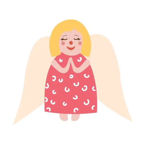Vector illustration of Cute angel on a white background vector illustration