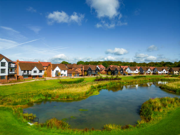 istock Aerial view of new housing development under construction 1642321100