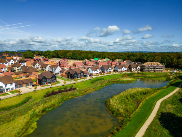 istock Aerial view of new housing development under construction 1642321104
