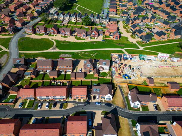 istock Aerial view of new housing development under construction 1642321116