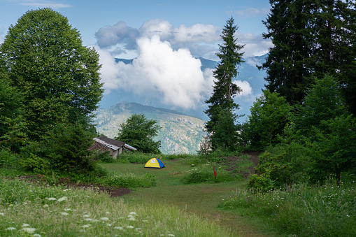 Camping tent with mountain view in Trabzon Maçka highlands