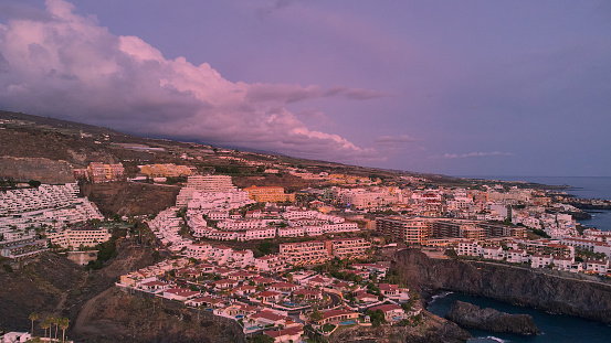 Los Gigantes view from Tenerife Island Spain at sunset