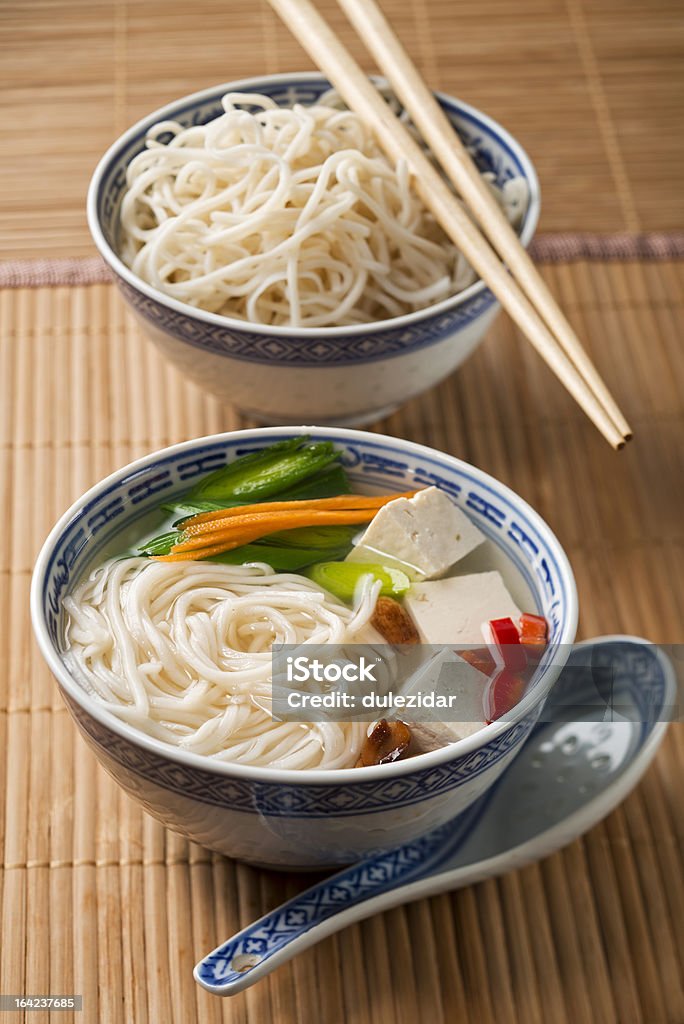 Chinese soup Chinese soup with tofu, vegetables and noodles Asian Culture Stock Photo