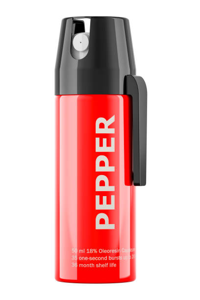 spray de pimiento rojo, renderizado 3d - pulverizador de pimienta fotografías e imágenes de stock