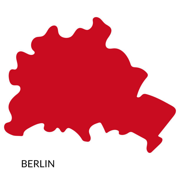 illustrazioni stock, clip art, cartoni animati e icone di tendenza di mappa di berlino, mappa tedesca. mappa della germania in colore rosso - berlin international film festival