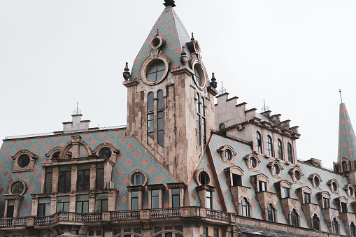 Prague, Czech Republic - July 4 2021: Supich House Geometric Art Nouveau Building or Palace on Wenceslas Square.