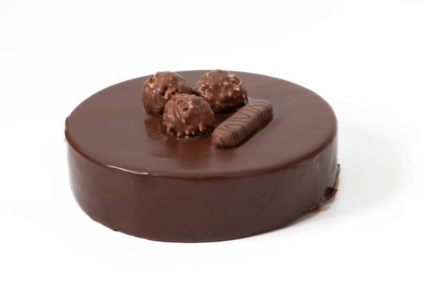 A delicious Ferrero Rocher cake, isolated on white background.