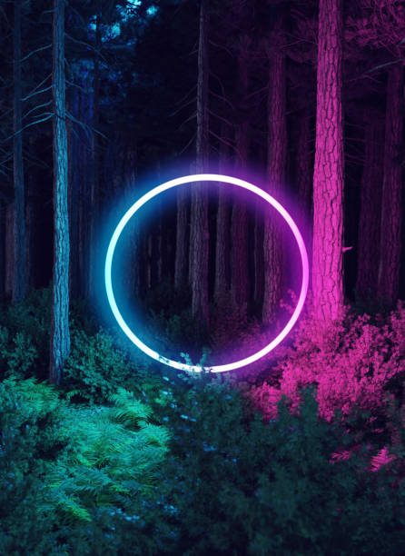 istock Mysterious Neon Portal Discovered in Forest 1642426019