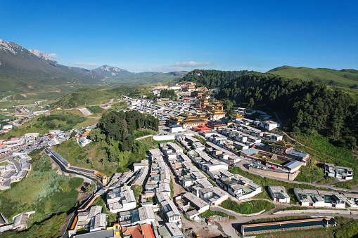 Aerial view of Langmu Temple in China