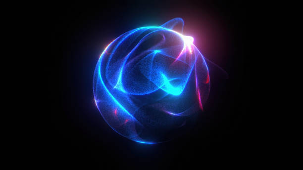 Futuristic energy sphere on black background representing AI and future technologies . 3D design element