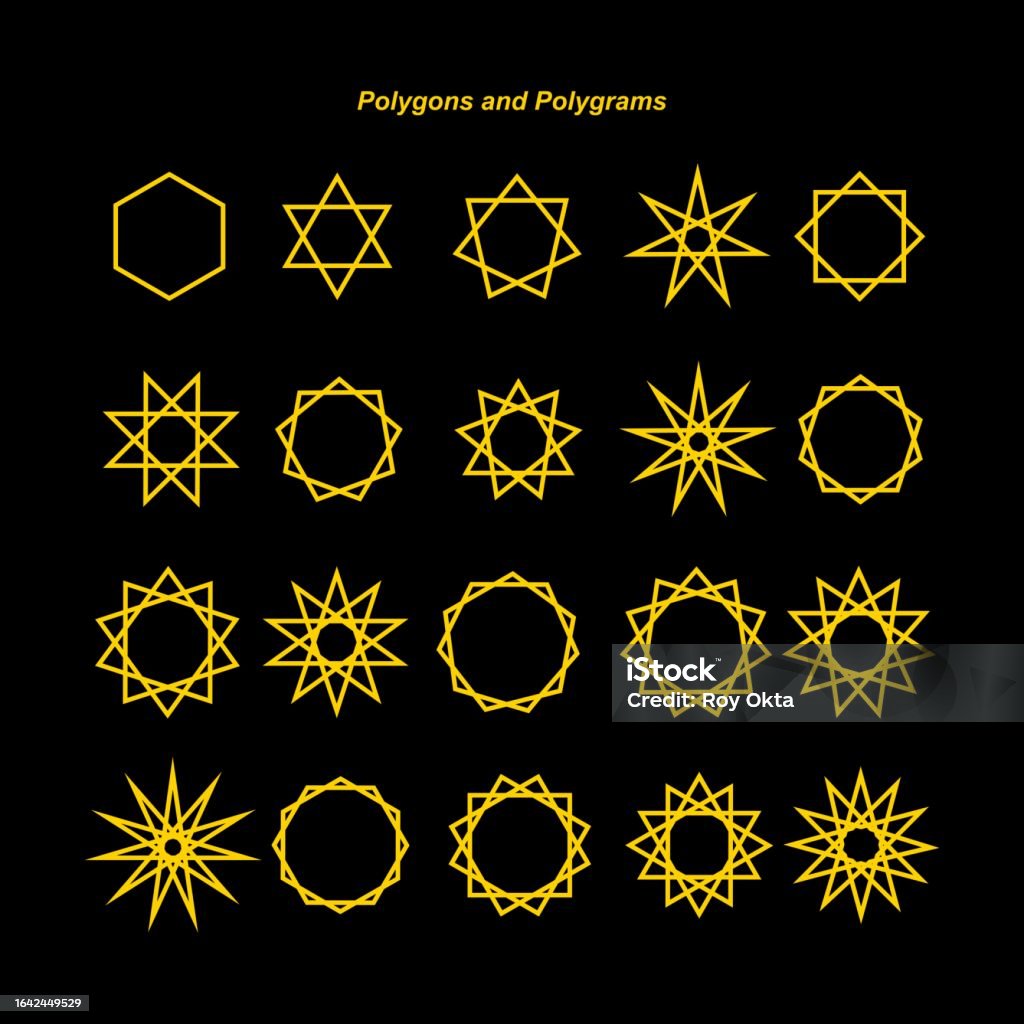 Poligrams Math Polygons And Polygrams Sacred Geometry Vector Stock Illustration ...