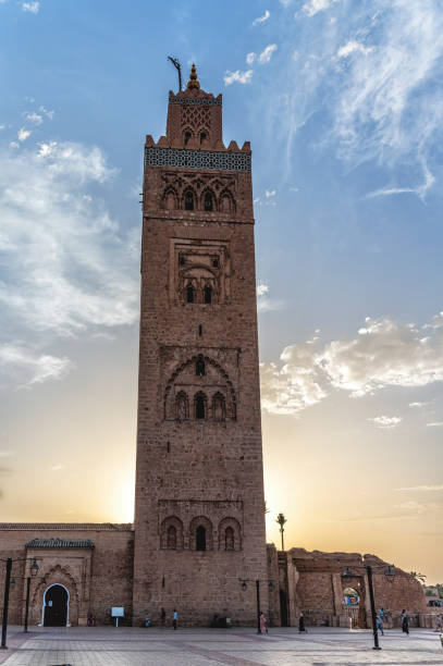 istock Koutoubia Mosque Tower in Marrakech at sunset, Morocco, blue sky background 1642485311