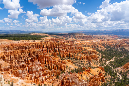Bryce Canyon National Park in southern Utah, USA, June 3, 2023. \nBryce Canyon National Park is known for crimson-colored hoodoos, which are spire-shaped rock formations.