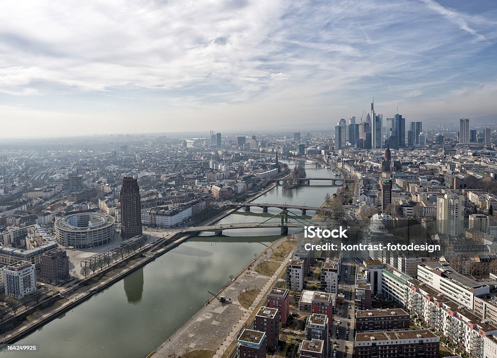 Frankfurt am Main, Aerial View Aerial view of Frankfurt am Main, Germany. You see the financial district , the Main River and the district of Sachsenhausen. Frankfurt - Main Stock Photo