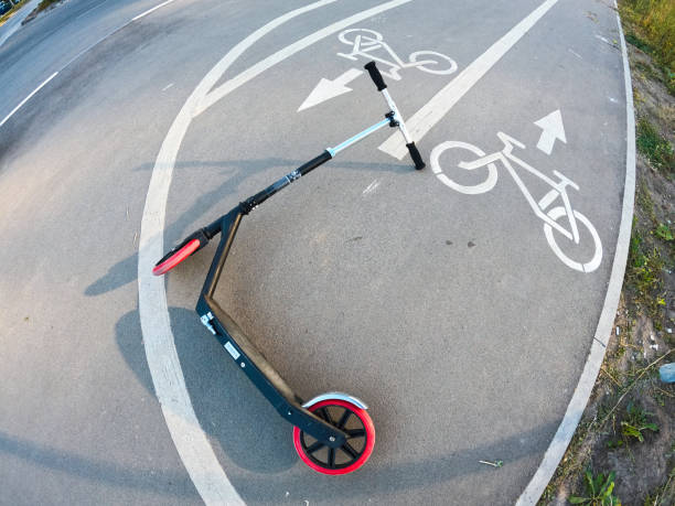 istock Street view highway separate dedicated bike path 1642514039