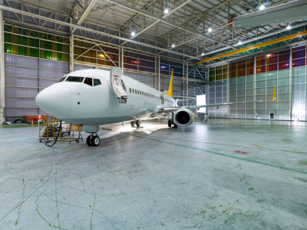 Luxurious Business Jet in Hangar.