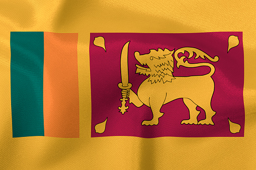 Flag of the state of Sri Lanka close-up.