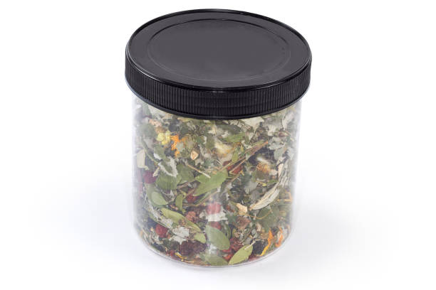 istock Herbal collection of dried medicinal plants in closed plastic container 1642552744
