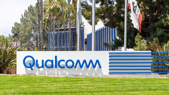 San Diego, California, USA - July 9, 2022: Qualcomm headquarters in San Diego, California, USA. Qualcomm is an American multinational corporation.