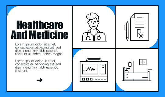 Healthcare And Medical Line Icon Set and Banner Design