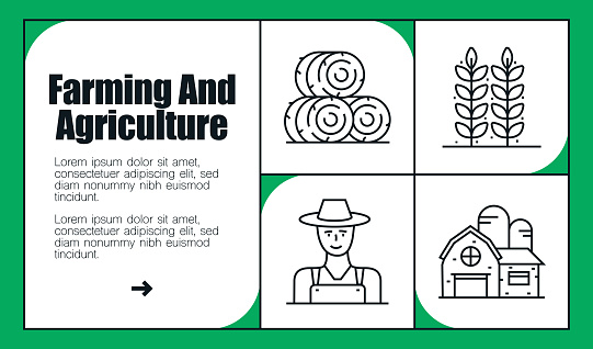 Farming And Agriculture Line Icon Set and Banner Design