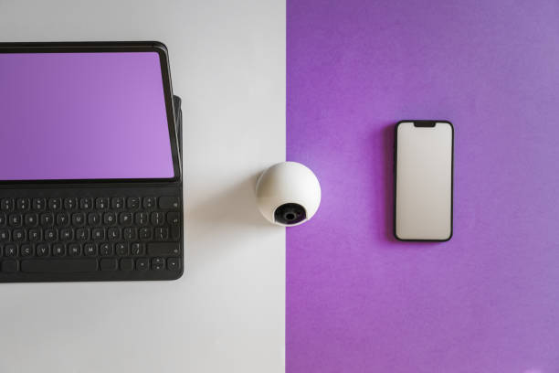 istock Webcam smartphone and laptop. Remote monitoring devices. 1642595094