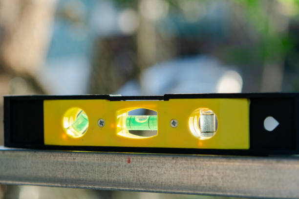 istock Spirit level or construction water level on steel pipe 1642608885