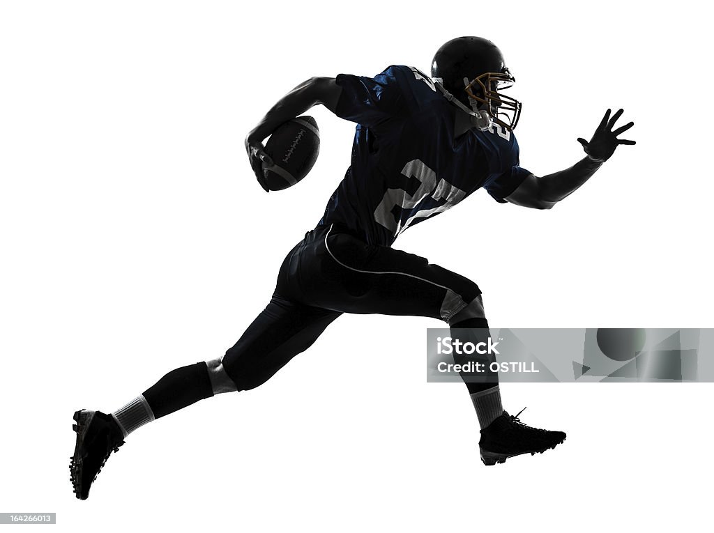 football americano uomo in esecuzione Sagoma - Foto stock royalty-free di Giocatore di football americano