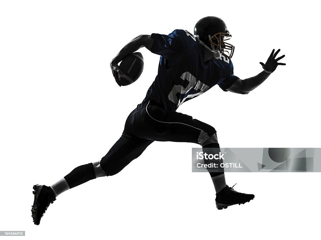 Futbol amerykański gracz człowiek działa sylwetka - Zbiór zdjęć royalty-free (Zawodnik futbolu amerykańskiego)