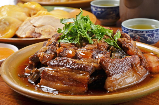 Taiwan's hakka  traditional cuisine -  Stewed pork belly with pickled vegetables