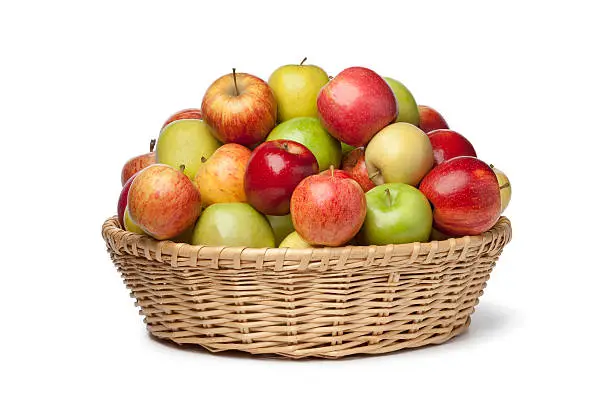 Photo of Basket with different types of apples