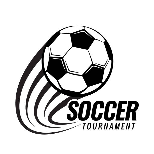 ilustraciones, imágenes clip art, dibujos animados e iconos de stock de iconos del torneo de fútbol de balón de fútbol. conjunto de emblemas. la idea de lograr la victoria. - blanco artículos deportivos