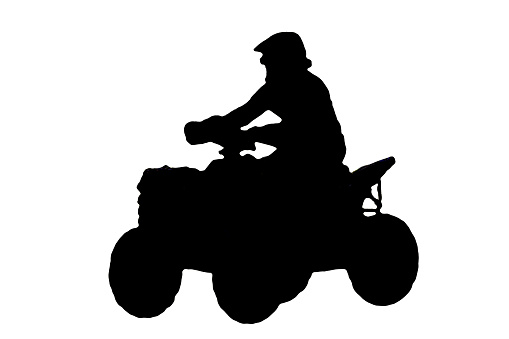 Silhouette of an all-terrain vehicle isolated on a white background.