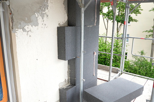 Construction site - insulation of a buildings facade