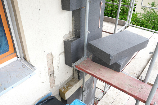 Construction site - insulation of a buildings facade