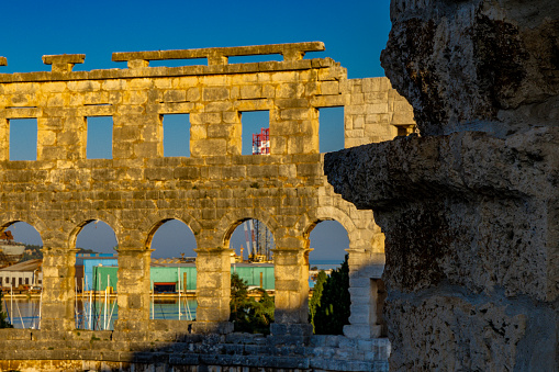 Amphitheater in Pula tourist attractions gladiatorial arena in Croatia