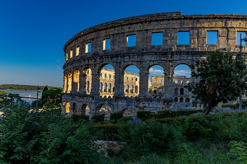 Amphitheater in Pula tourist attractions gladiatorial arena in Croatia