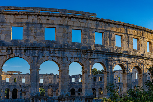 Amphitheater in Pula tourist attractions gladiatorial arena in Croatia