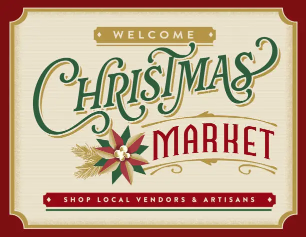 Vector illustration of Christmas Market sign template