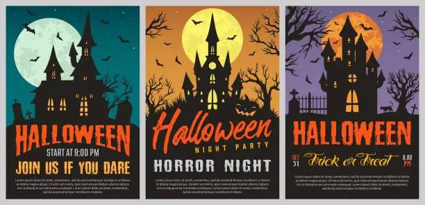 Vector illustration of Halloween party colorful set stickers