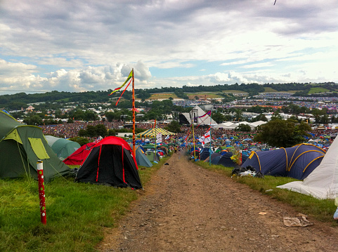 Glastonbury festival (2014) with rows of tents