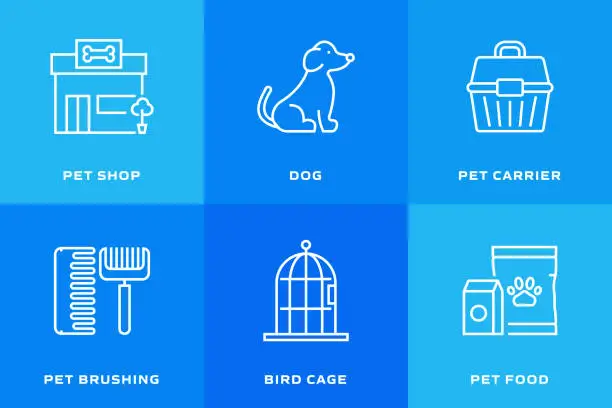 Vector illustration of PET SHOP Related Vector Line Icons. Outline Symbol Collection