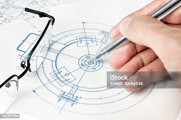 Controlla Disegno Di - Fotografie stock e altre immagini di Attrezzi da lavoro - Attrezzi da lavoro, Carta, Cianografia