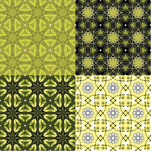 Four Unique Vintage Seamless Tile Patterns vector art illustration